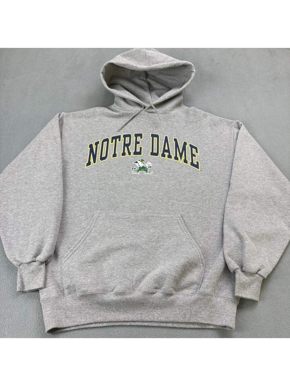 Vintage University Of Notre Dame Fighting Irish Hoodie Size Large Gray
